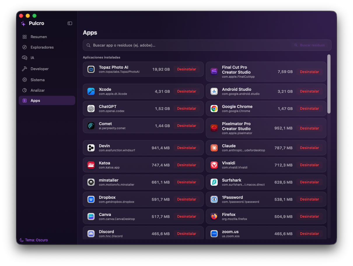 Pulcro — Apps